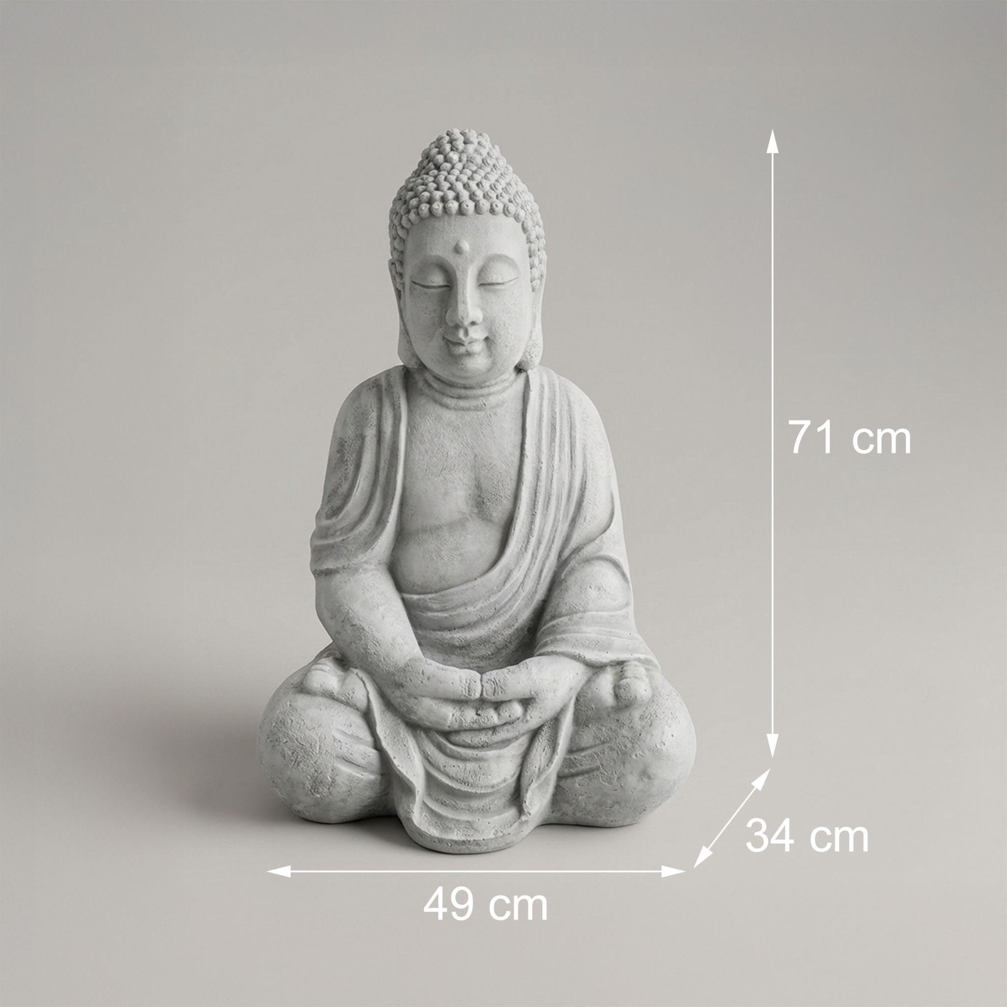 Statue de Bouddha, 70 cm, gris pierre, résistante aux intempéries - 4
