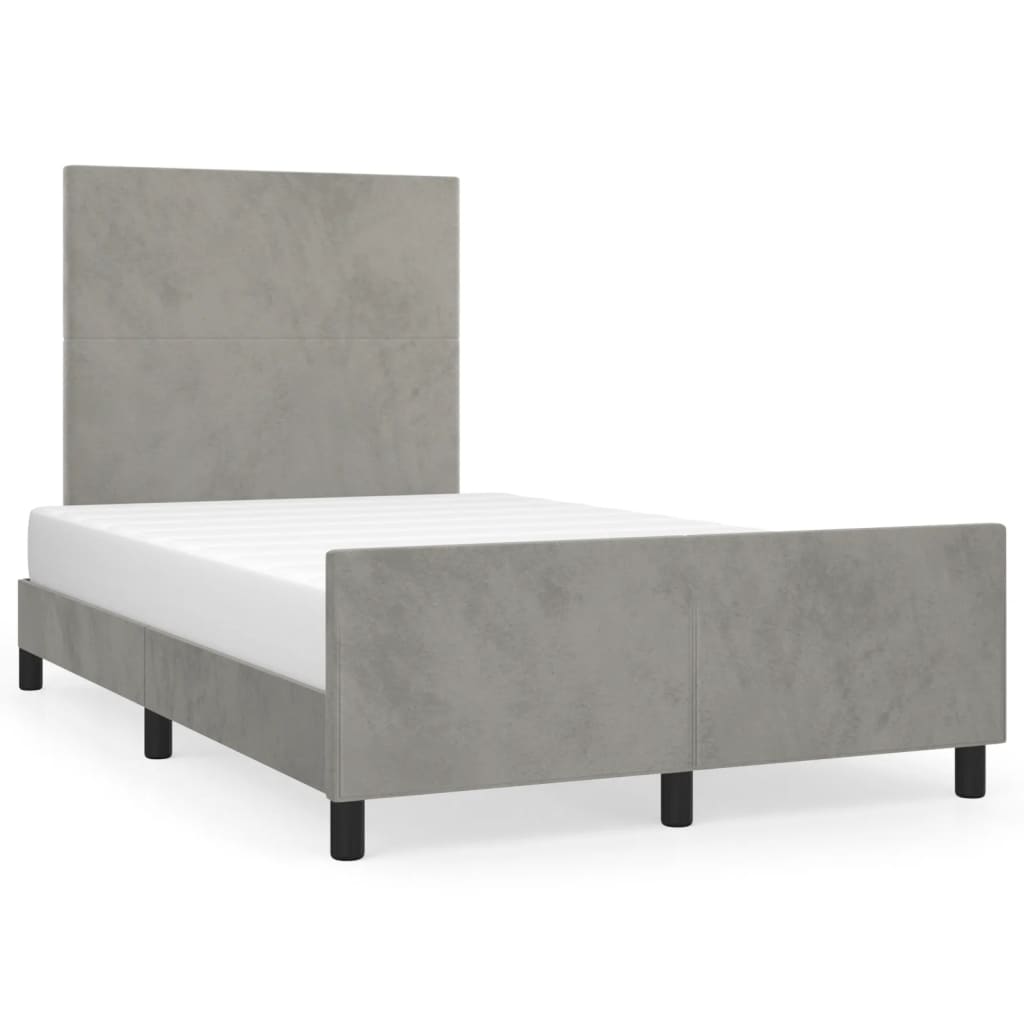 Cadre de lit sans matelas, en velours, gris clair, pour la chambre, 120 × 200 cm - 2