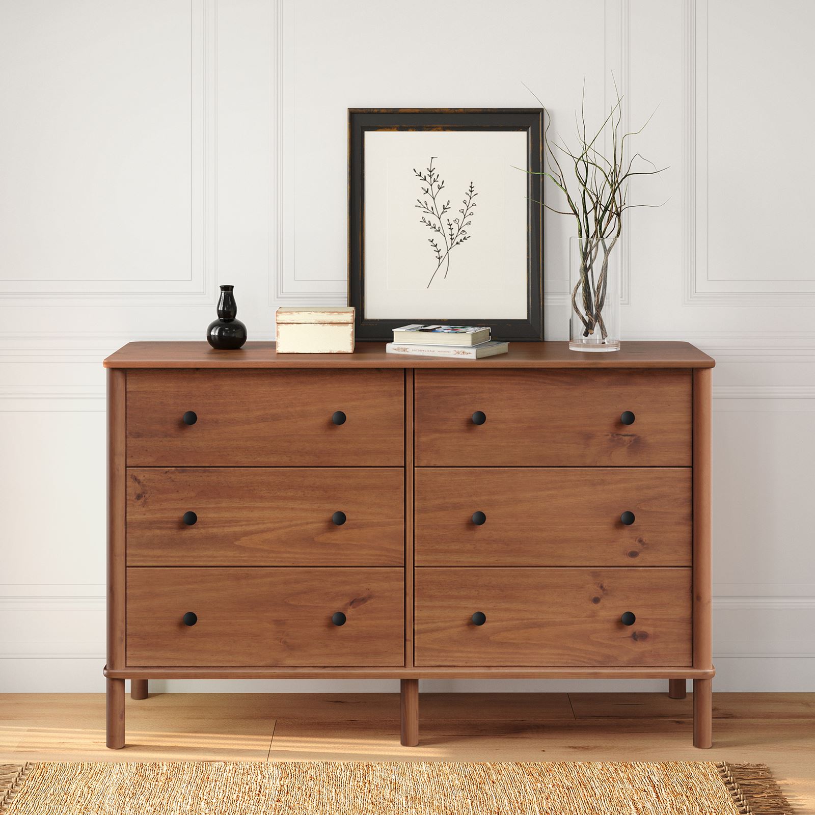 Commode APOANA L 132 cm 6 tiroirs en bois massif - Coloris châtaignier - 3