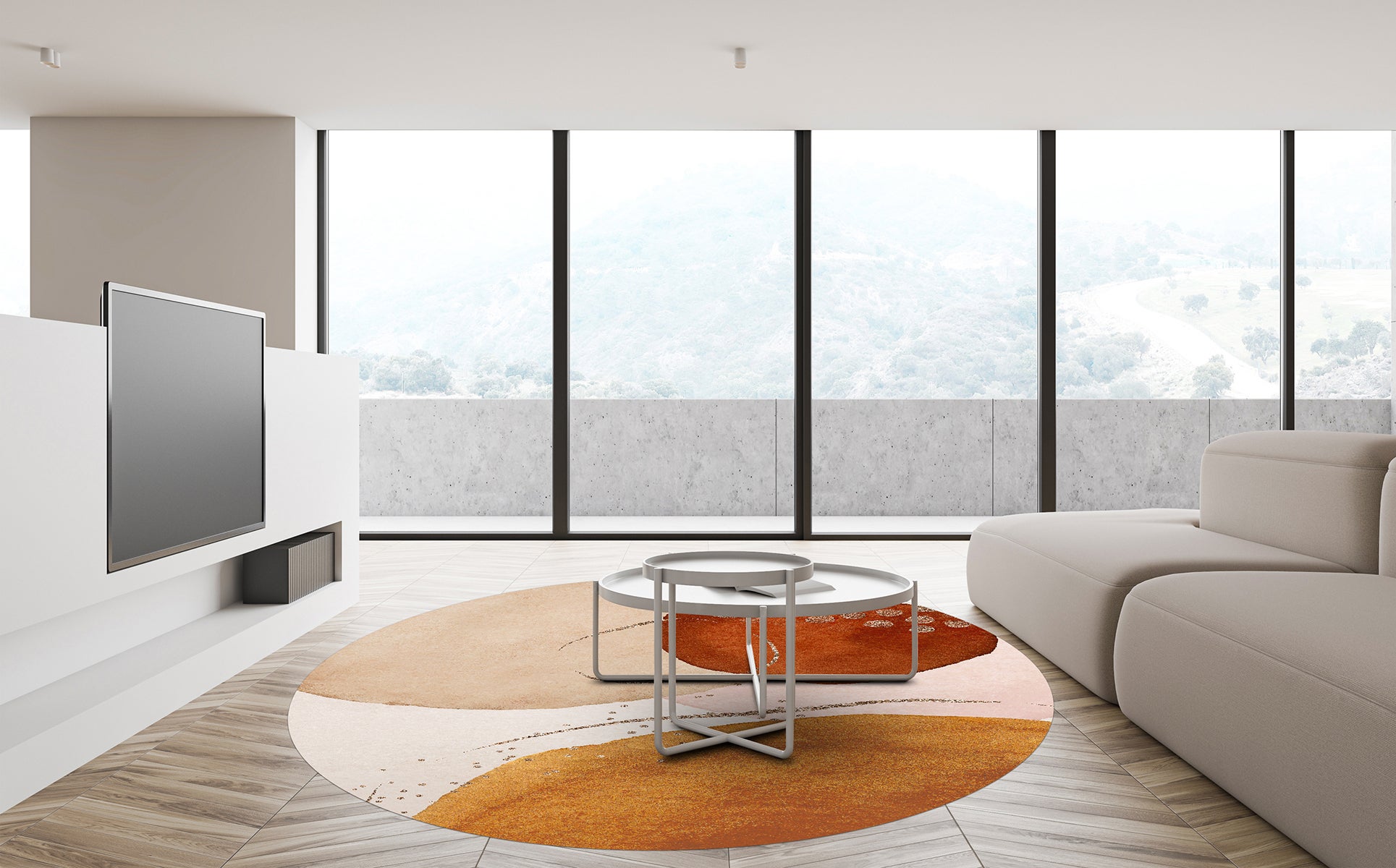 Tappeto antiscivolo in vinile Agata [Diam] 100 cm - PVC stampato, lavabile, ignifugo, per salotto e cucina, stile moderno - 6