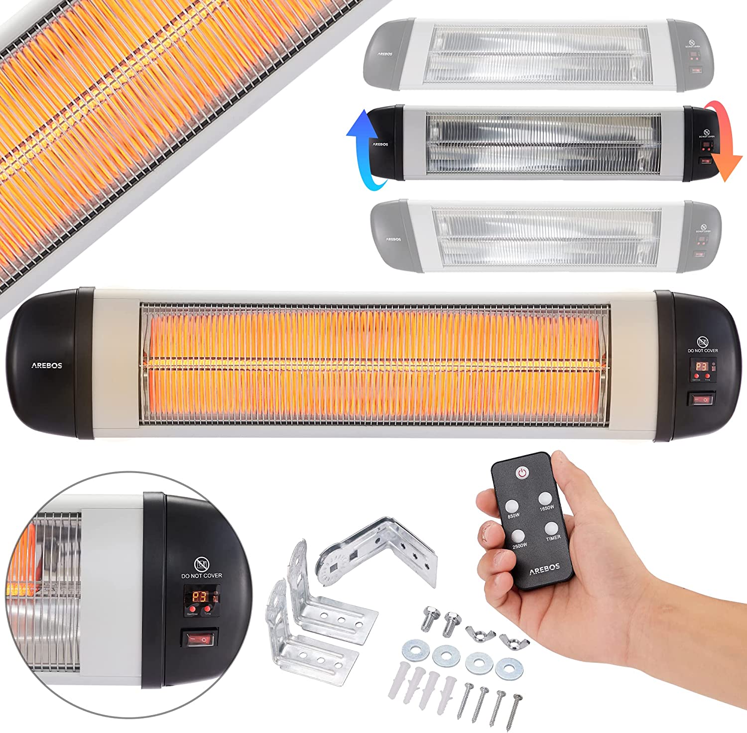 Riscaldatore Plug-in 500-1000W Con Telecomando, Testa Rotante 180° E Timer – Per Scrivania O Parete, Ideale Per Casa E Ufficio