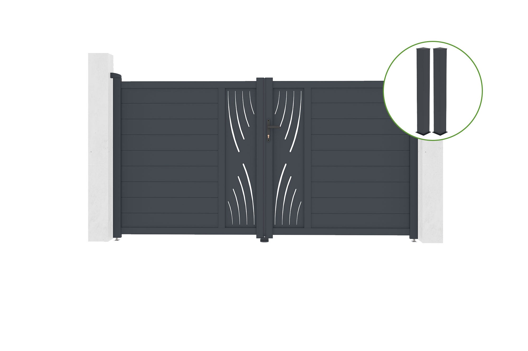 Brama skrzydłowa 3m VELETA wys. 160cm aluminium szare + 2 słupki 20x20cm wys. 19