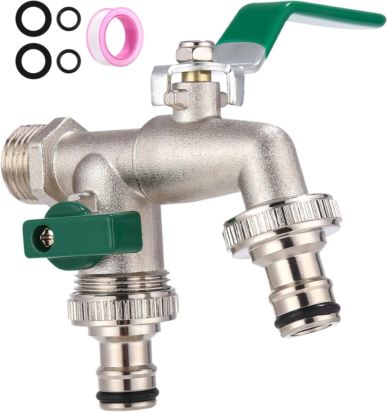 1 zielony wlot wody (15*11 cm) 1/2, 2* 3/4 cala podwójny kran, wysokiej jakości zewnętrzny kran ogrodowy z płynem zapobiegającym zamarzaniu, odpowie