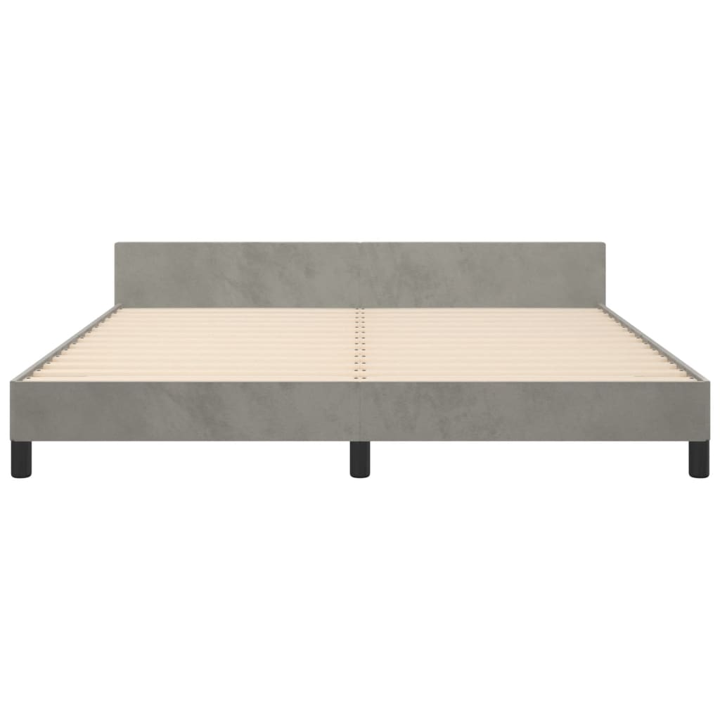 Cadre de lit sans matelas gris clair 160 x 200 cm en velours - 6