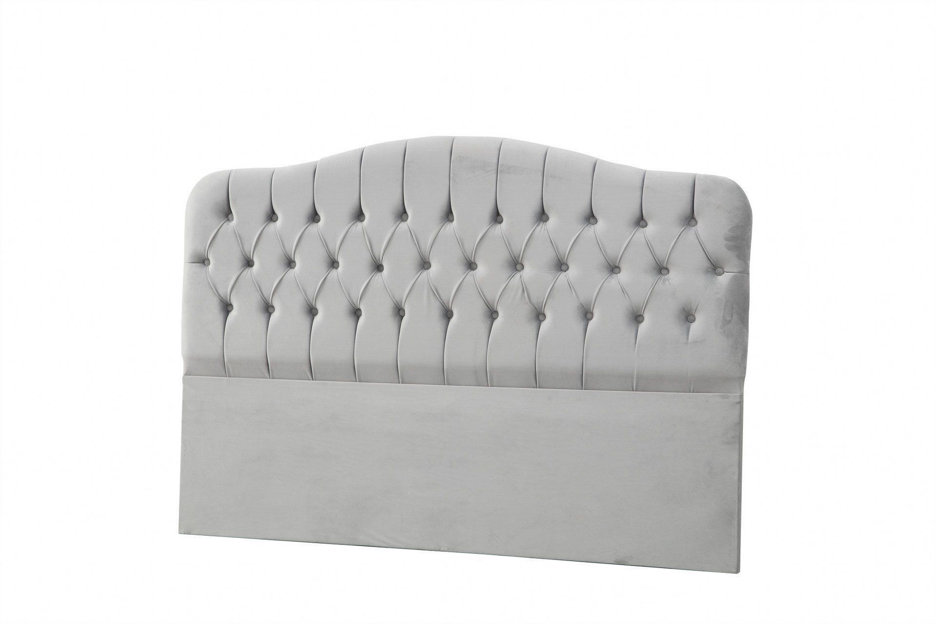 Lit double capitonné 140x200 cm avec 4 tiroirs en velours - gris