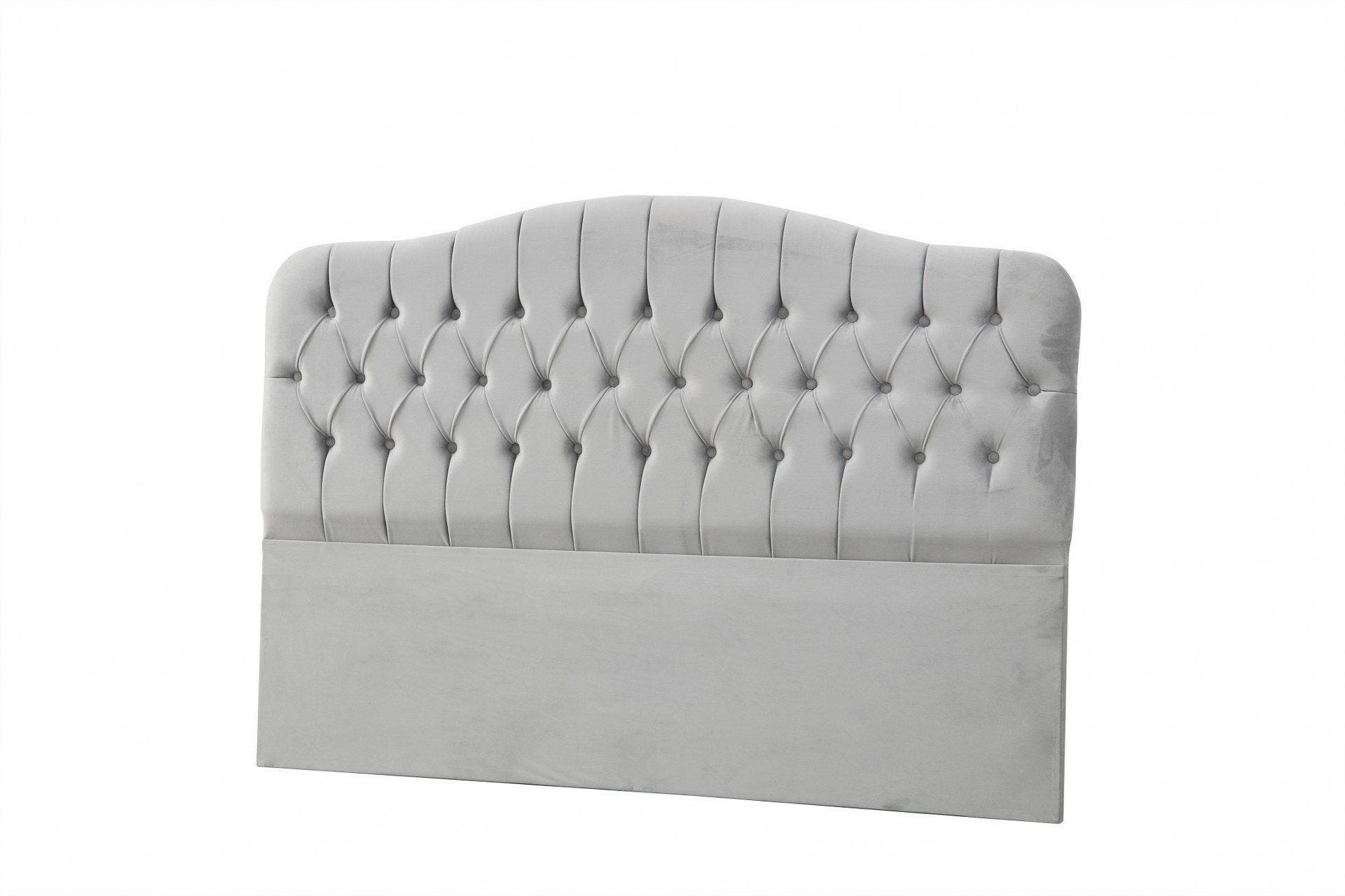 Lit double capitonné 140x200 cm avec 4 tiroirs en velours - gris Lit double capitonné 140x200 cm avec 4 tiroirs en velours - gris