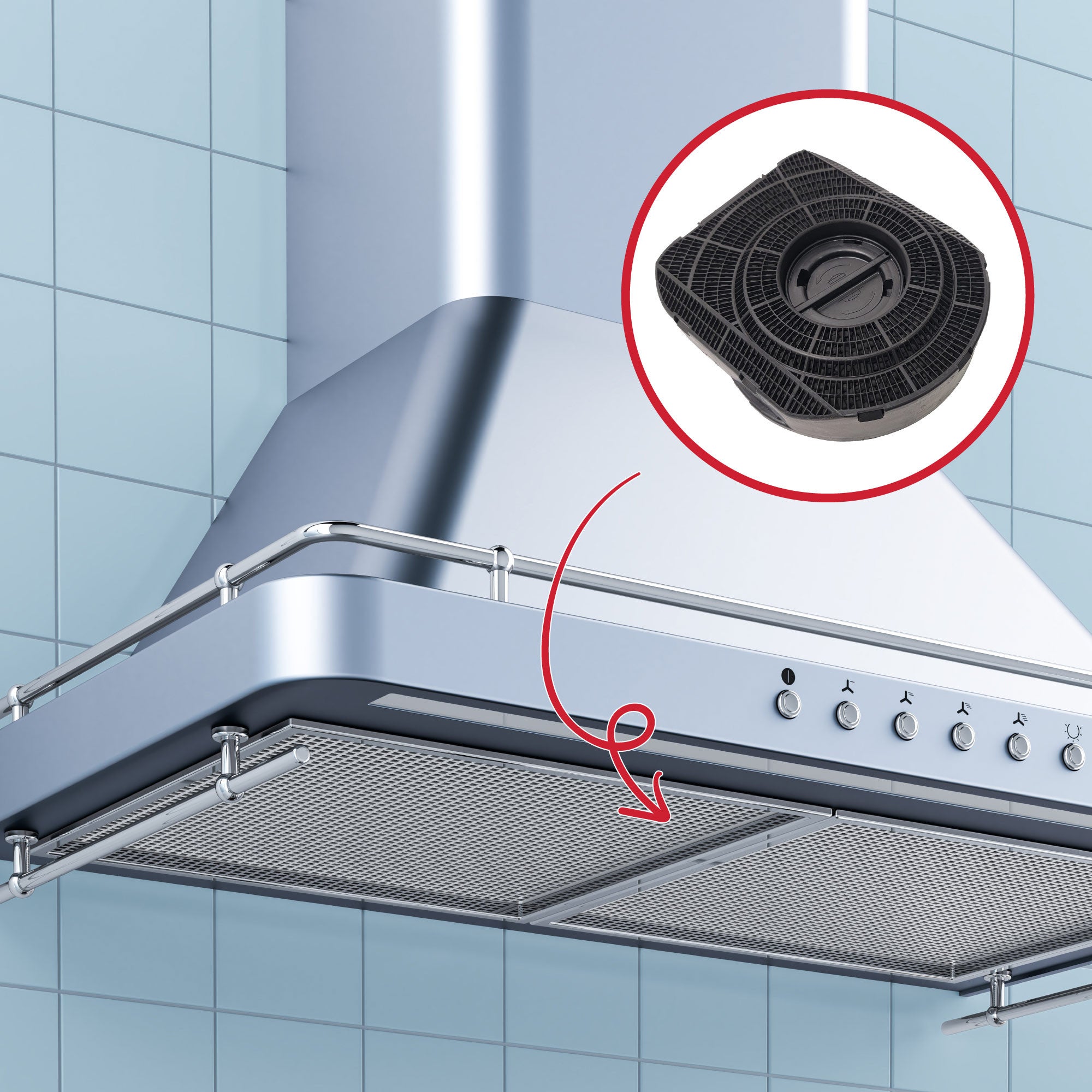 Lot de 2 filtres charbon 210X190 mm 77X2939 77X2939W2 4055060075 4055167367 50290648000 9029793651 Hotte ROSIERES, ELECTROLUX, - 4