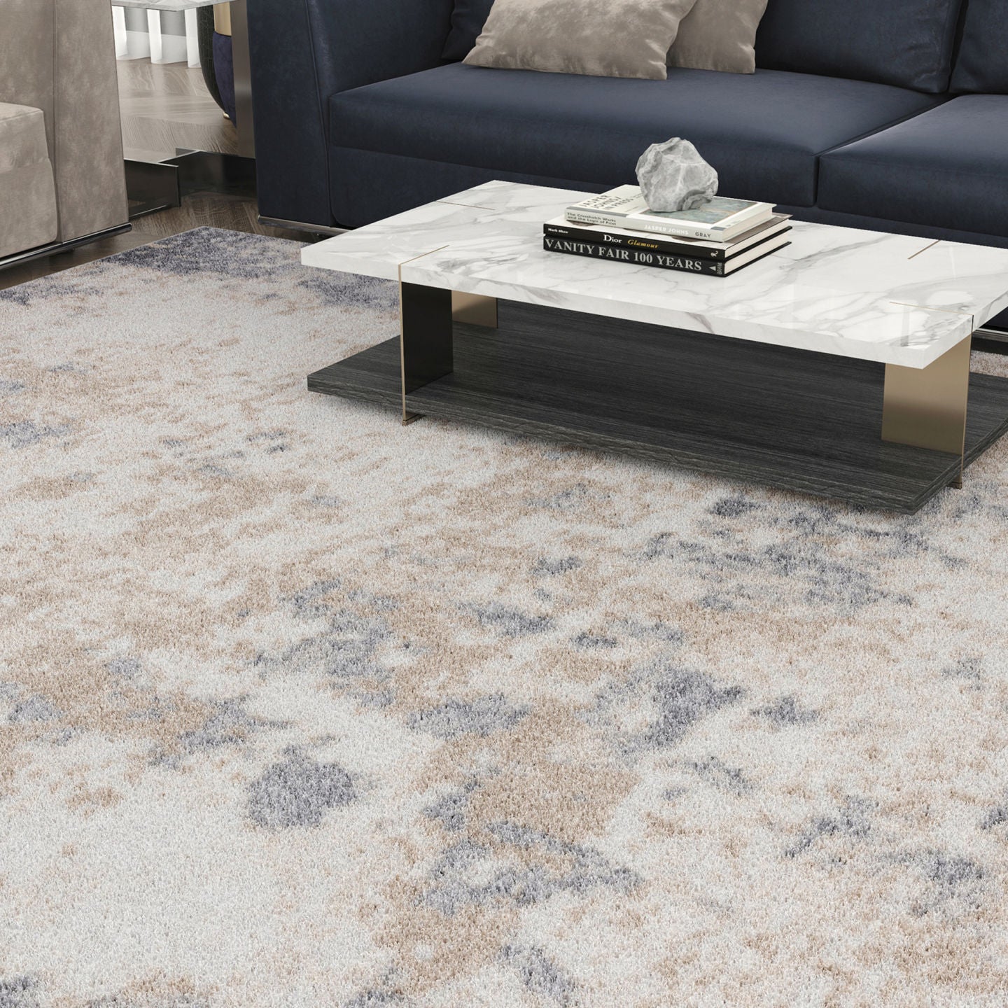 Tapis d’intérieur diamond 160x122 cm – tissage mécanique – design moderne gris - 5