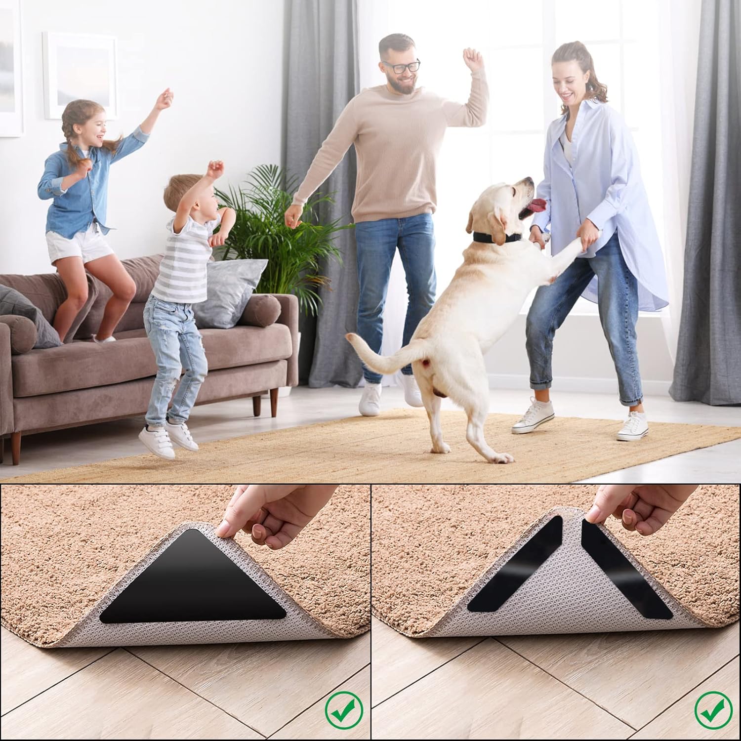 20 peças antiderrapantes tapete antiderrapante triângulo trapezoidal almofada reutilizável para pisos de madeira carpete - 3