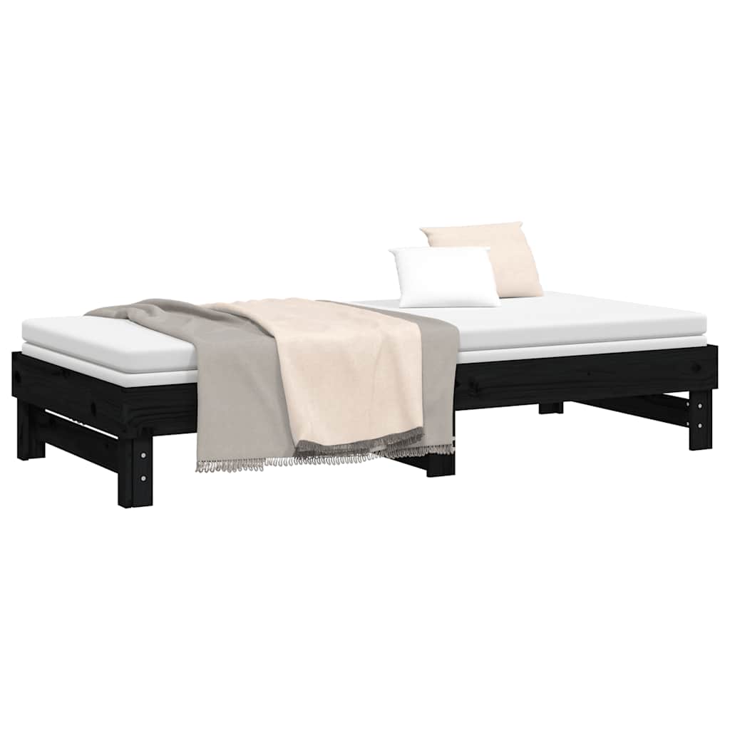 vidaXL Lit coulissant sans matelas noir 2x(80x200)cm - 5