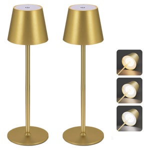 YIKUI Lampada da tavolo Senza Fili, 6000 mAh batteria ricaricabile 3 modalità di illuminazione luce dimmerabile lampade da tavolo portatili (2 Gold 34cm