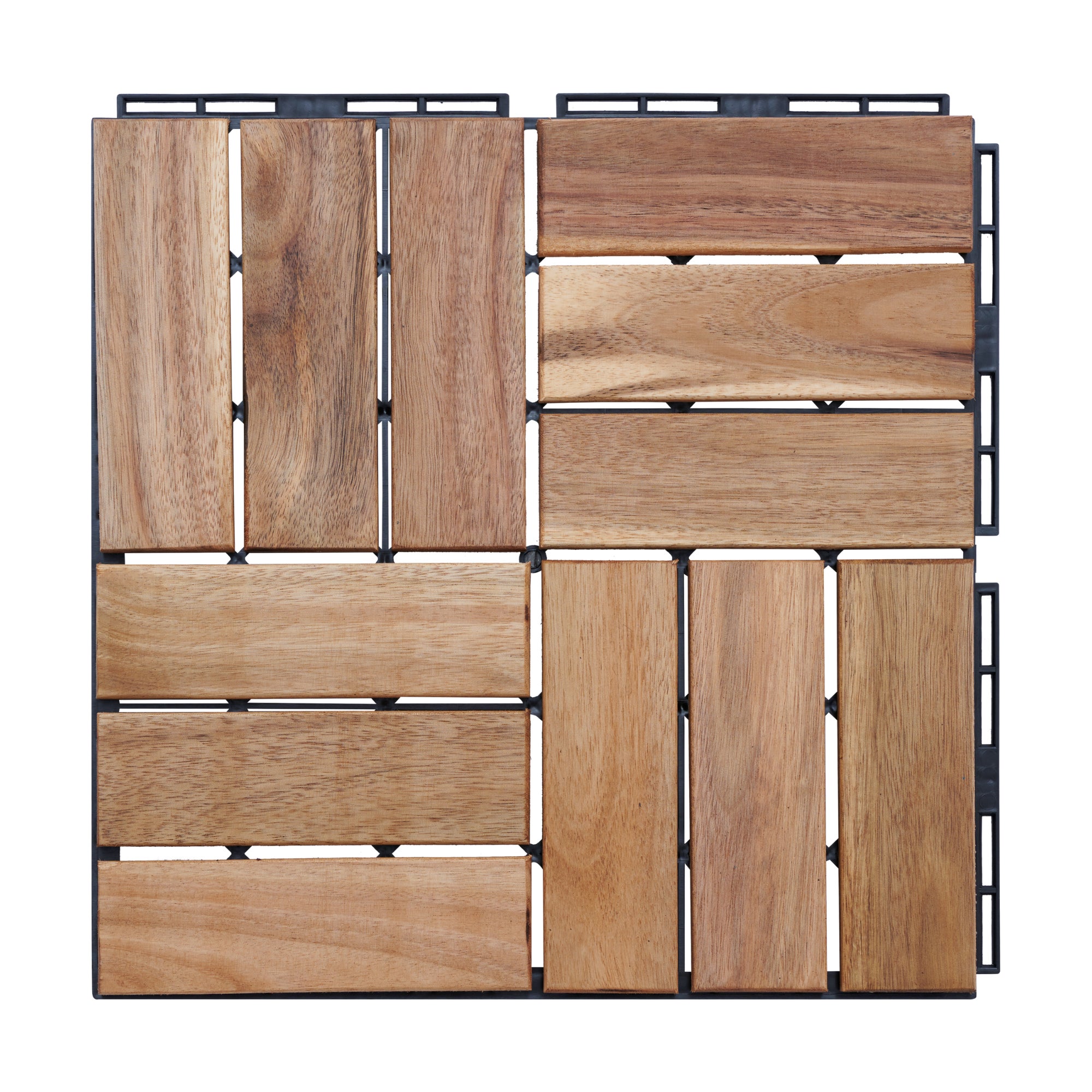 Set de 10 dalles en bois Alliste bois d'acacia 12 lattes 0,9 m² naturel casa.pro - 4