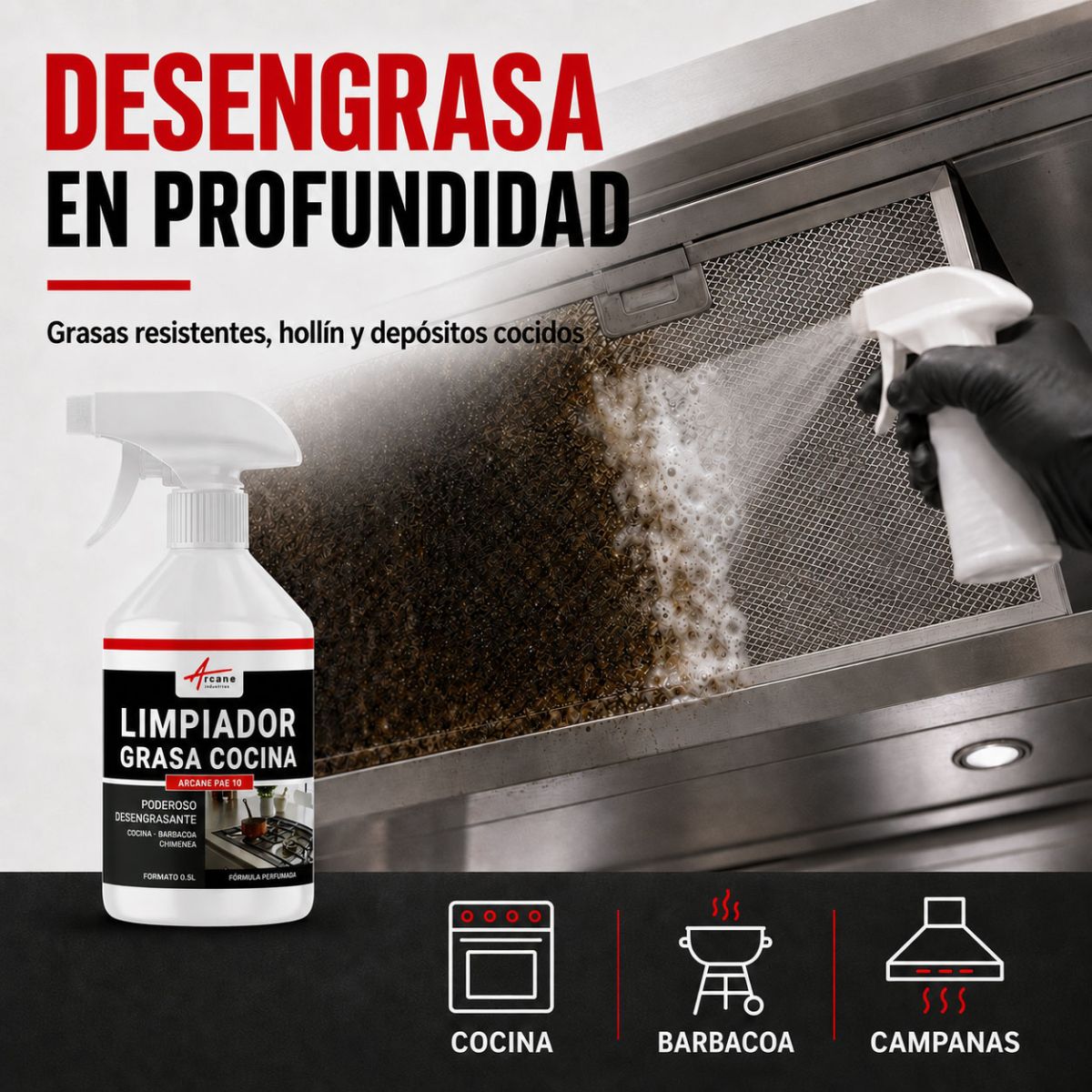 Limpiador desengrasante cocina - LIMPIADOR DE GRASAS Y HOLLÍN - 200 L - ARCANE INDUSTRIES - 2