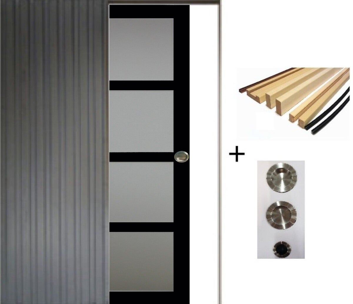 Porte Coulissante Telia Noir Vitrée H204 X L83, Galandage Et Kit ...