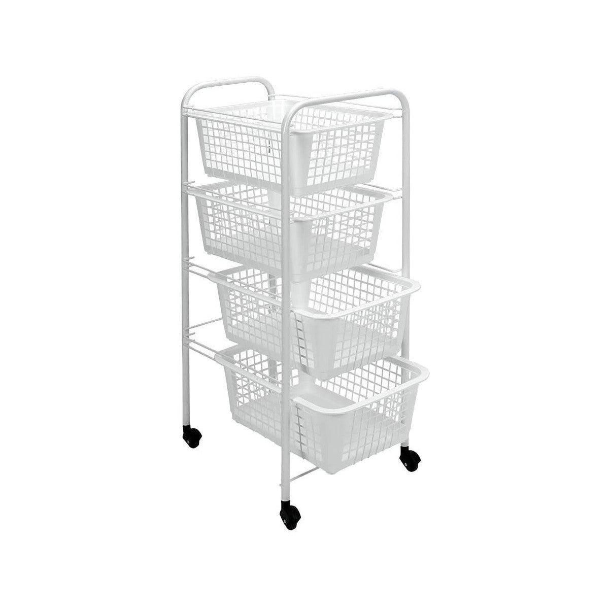 Carrello Multifunzione 4 Ripiani | Per Cucina, Bagno O Lavanderia | Con Ruote Girevoli | Bianco | Capacità 15 Kg Per Ripiano - Foto 2