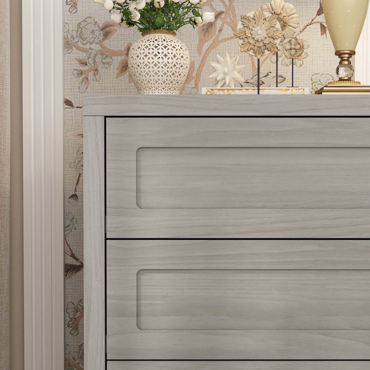 Table de Chevet avec 3 Tiroirs pour Chambre, Petite Commode avec Aspect Bois, 60 x 40 x 76, Gris - 4