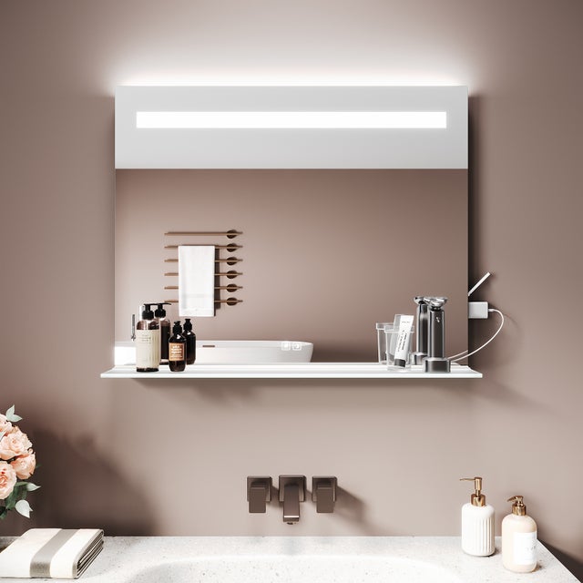 Miroir Armoire Salle De Bain LED 70x50cm - 3 Couleurs Lumière, Prises USB Et Rasoir