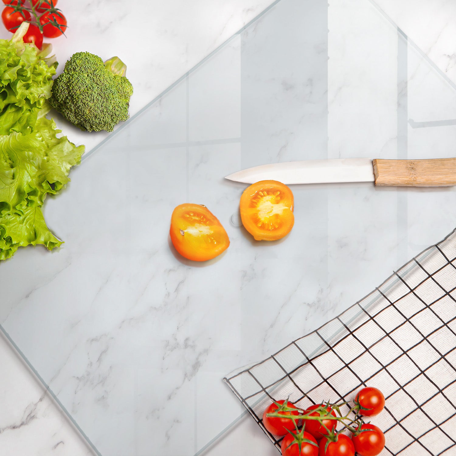 Tagliere in vetro per cucina, Tagliere per Cucina 30x52 cm - Formato compatto ideale per spazi ridotti Tagliere in vetro temperato - 3
