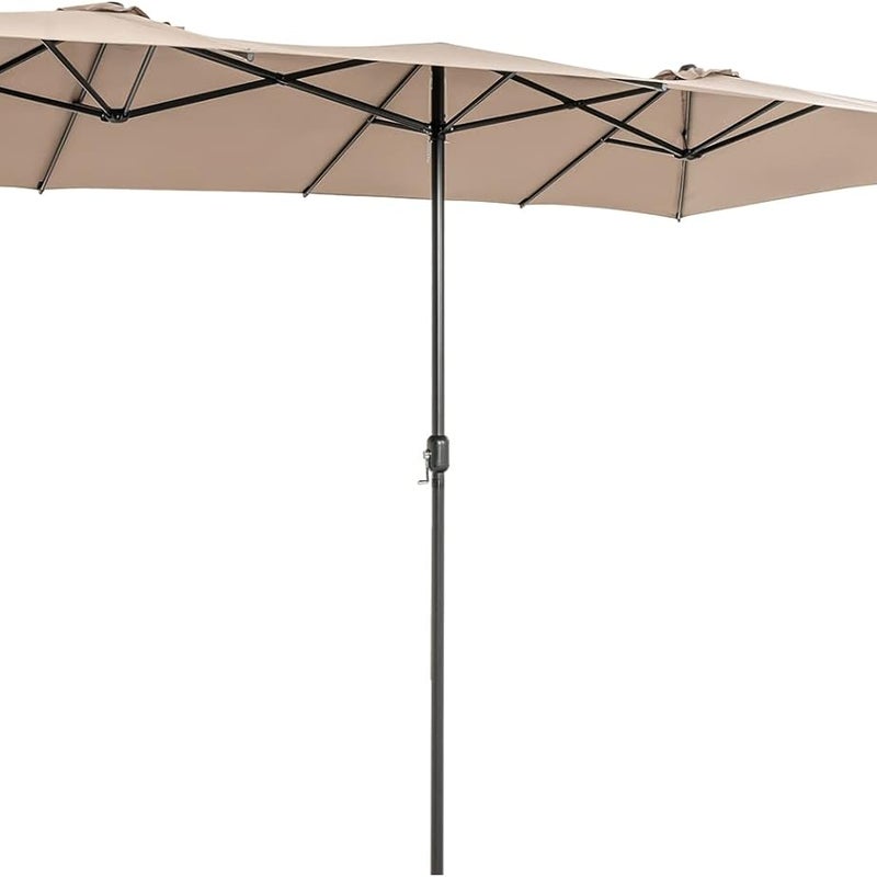 Podwójny parasol przeciwsłoneczny, Podstawa parasola nie jest dołączona, 426 x 265 cm, prostokątny, duży XXL, parasol tarasowy z korbą