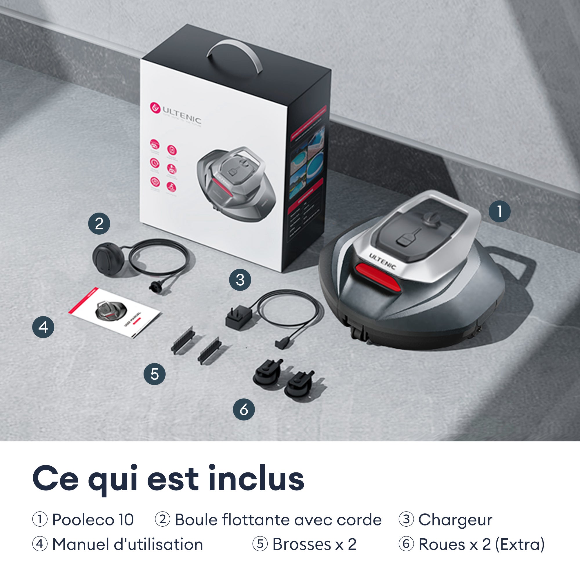 Robot de Piscine sans Fil, ABS, Auto-Parking, 2.5L, Idéal pour Les Piscines Hors Sol 80㎡ Ultenic Pooleco 10 - 9