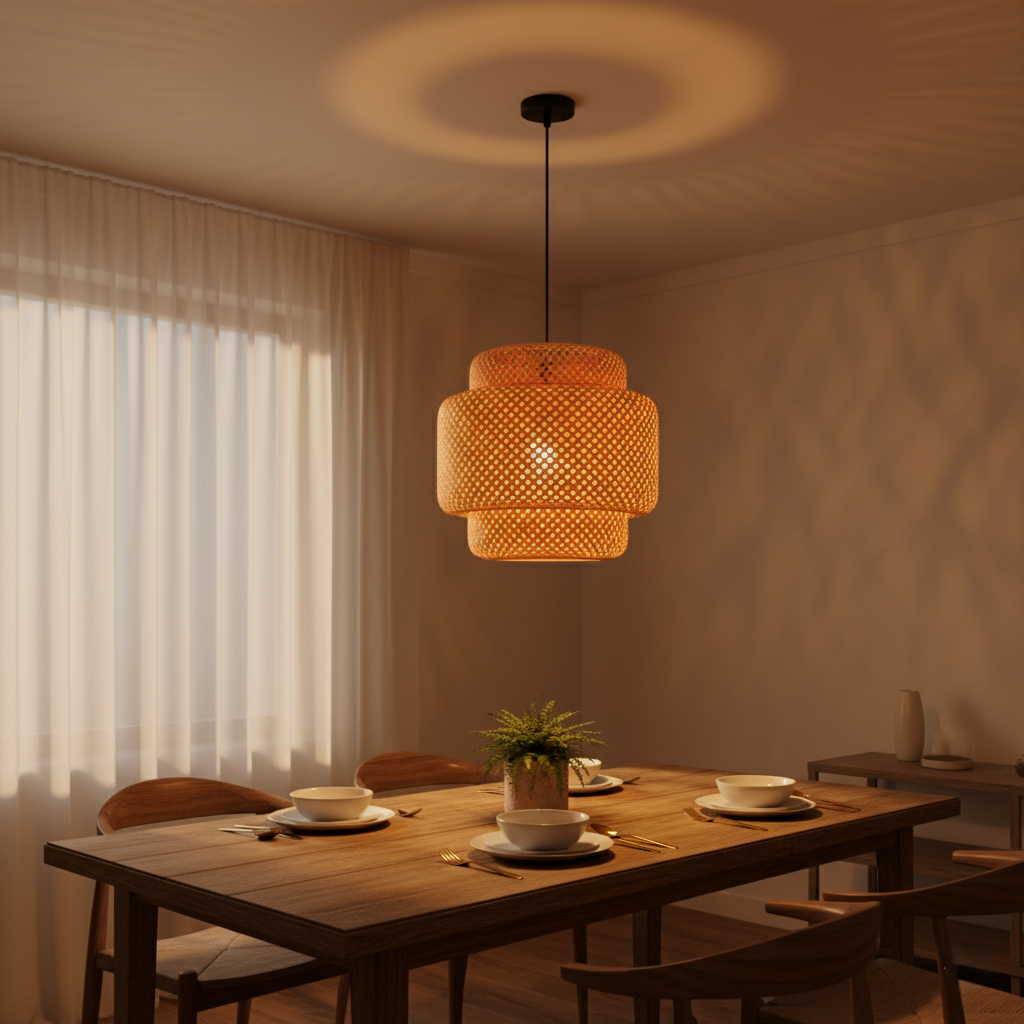 Lampa wisząca E27 LED Poli 40 cm oprawa sufitowa żyrandol IP20 bambus boho MasterLED - 2