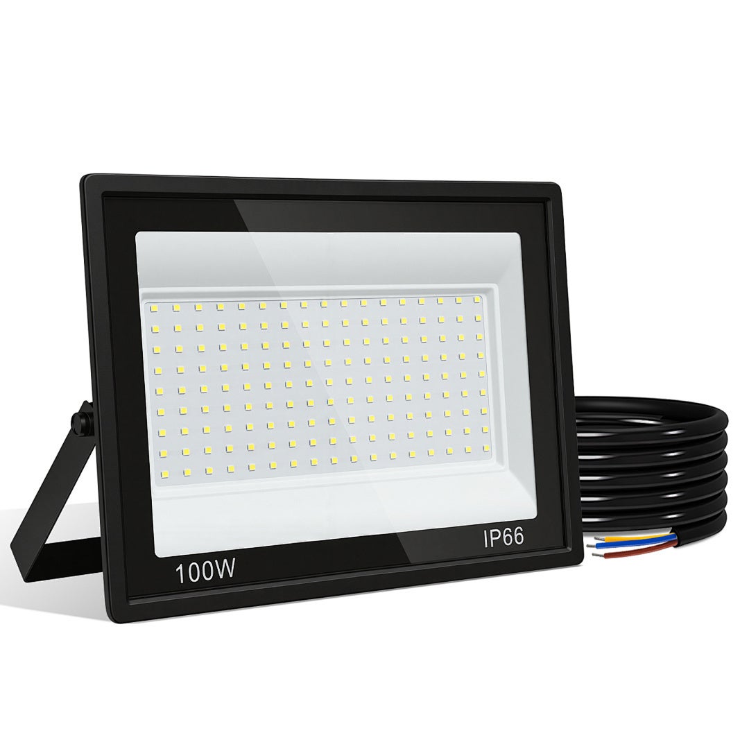Zewnętrzny Reflektor LED, 5er 100W Czarny Floodlight do Boiska Sportowego Garażu, IP66 Wodoodporny, Zimna Biel