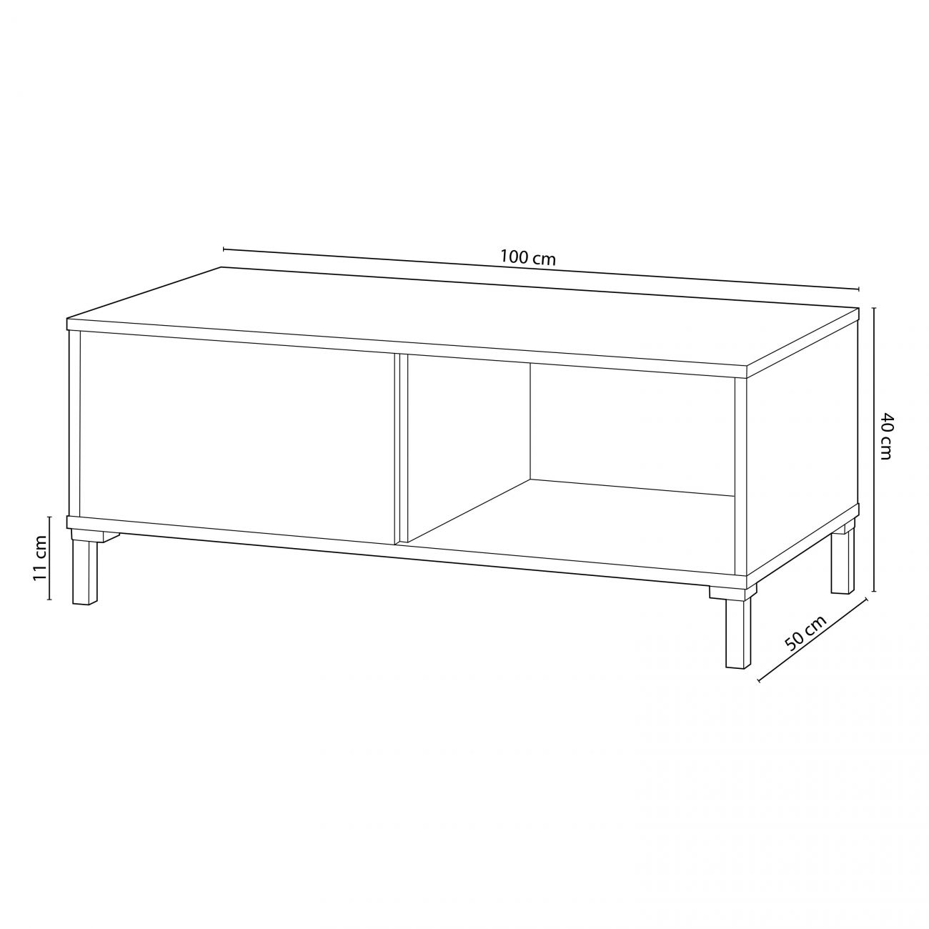 MESA DE CENTRO AUXILIAR 40X100X50 CM CINZA ANTRACITE E CARVALHO NODI - 8