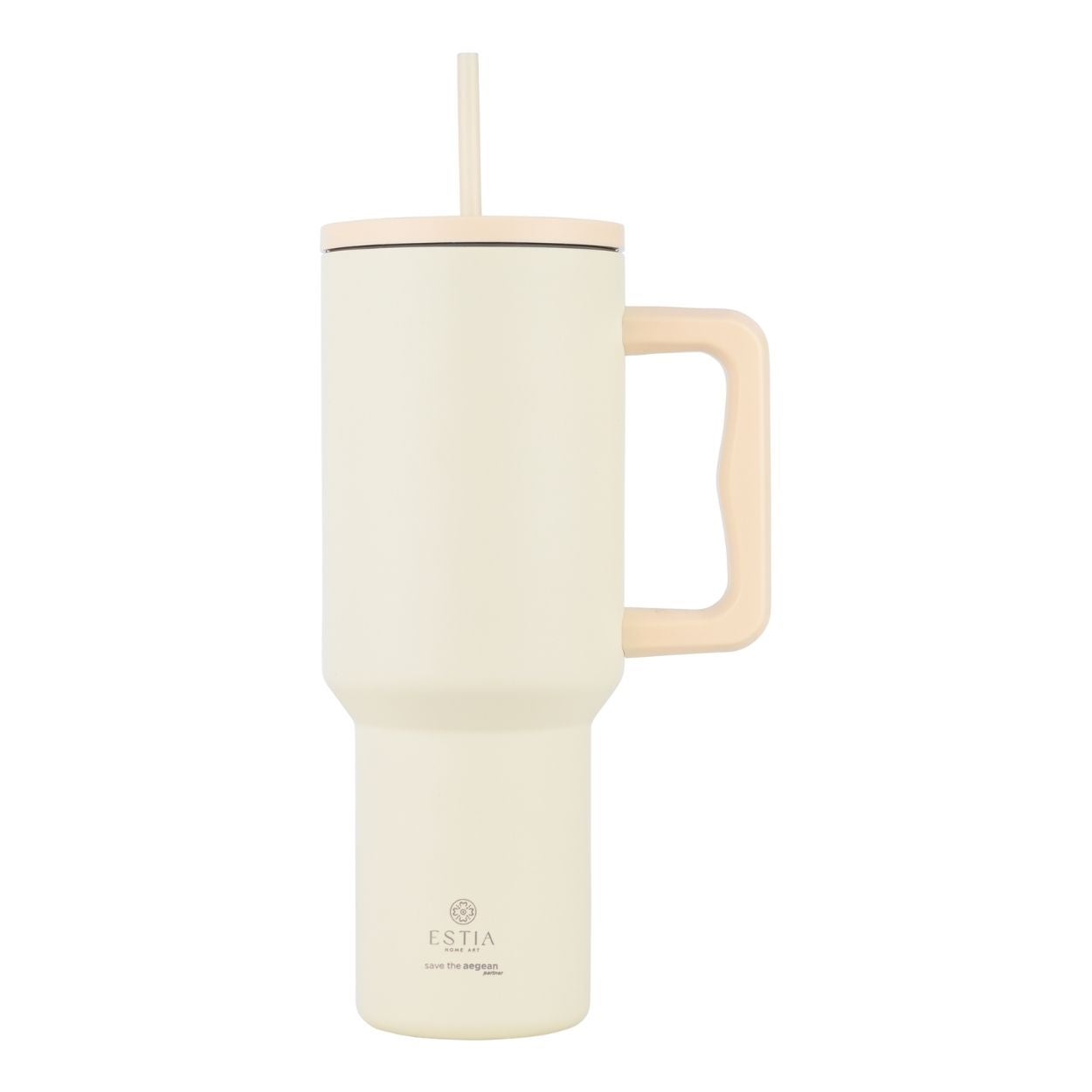 Kubek termiczny Lily White Estia stal nierdzewna kremowy ze słomką 1200 ml 1 szt.