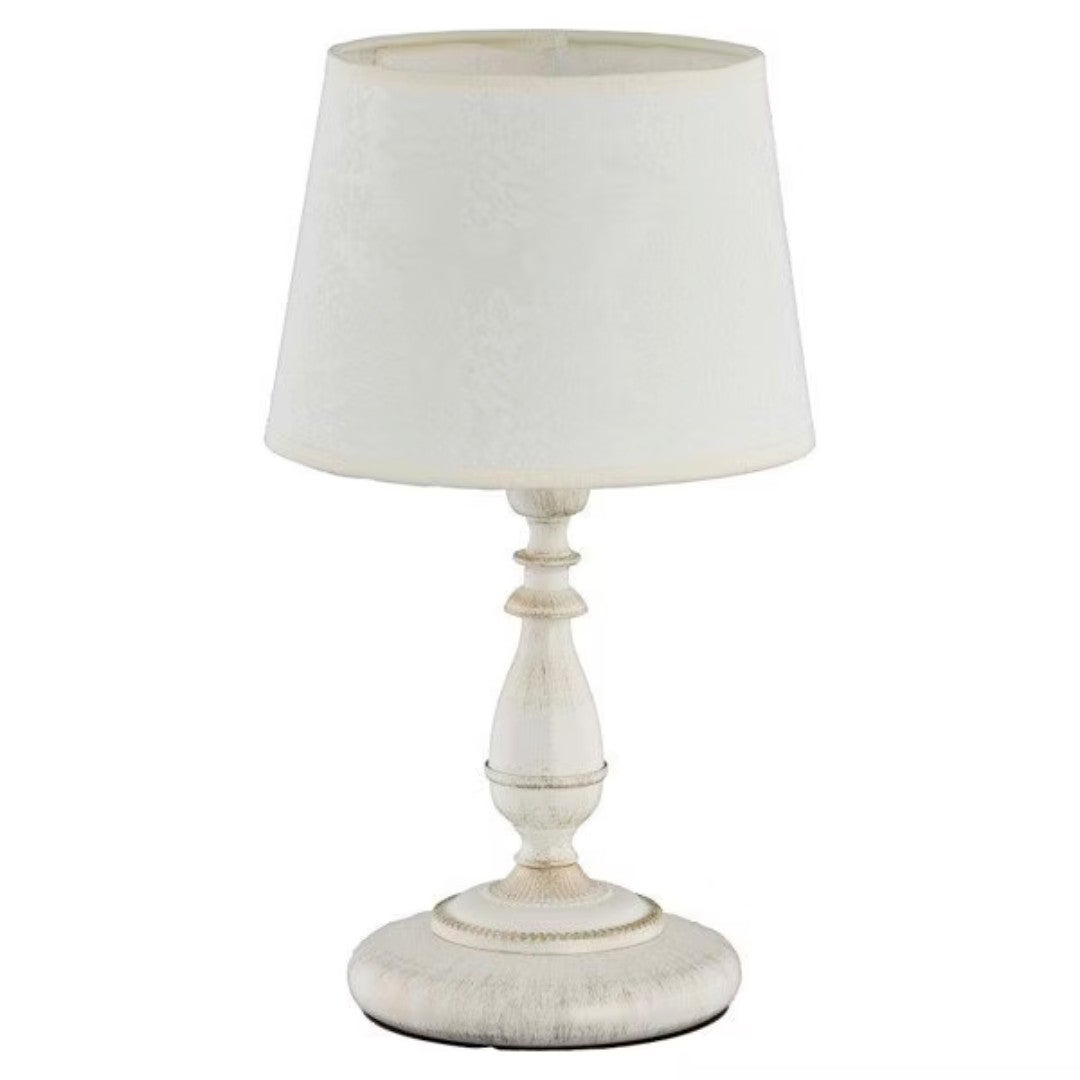 Lampa stołowa z abażurem ROKSANA biała 1xE14x10W Alfa