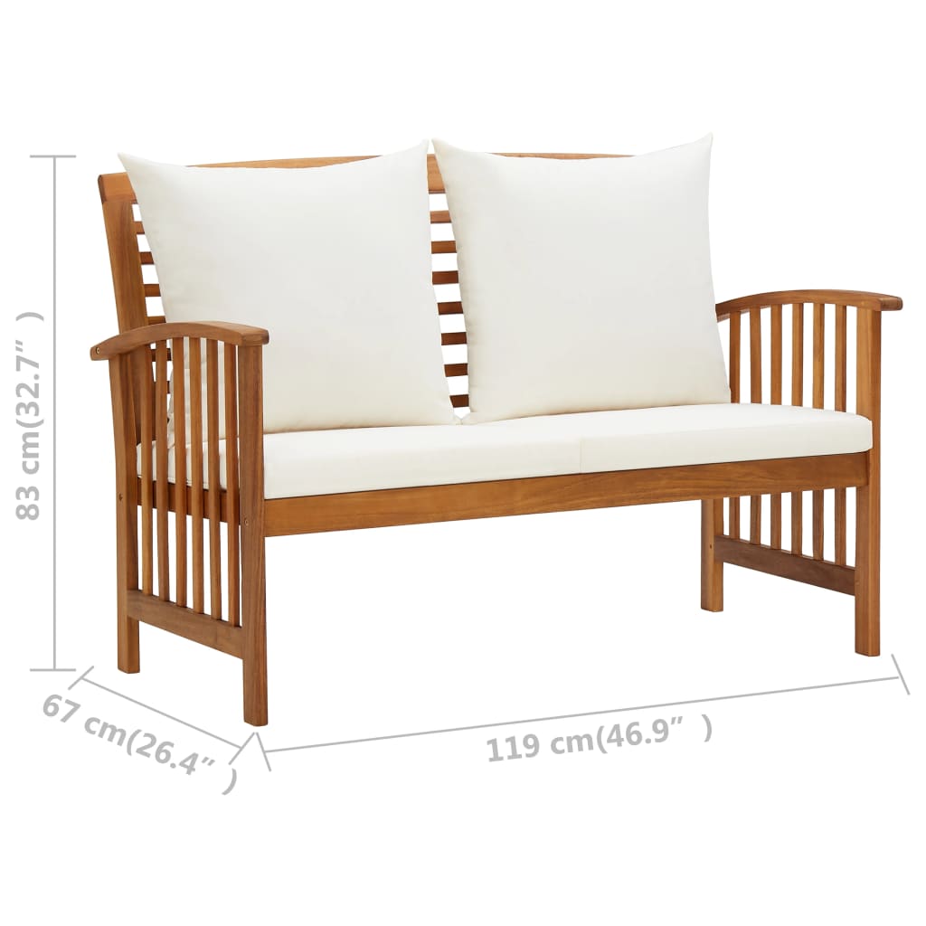 Maison Exclusive - Salon de jardin 3 pcs avec coussins Bois d'acacia massif - 8
