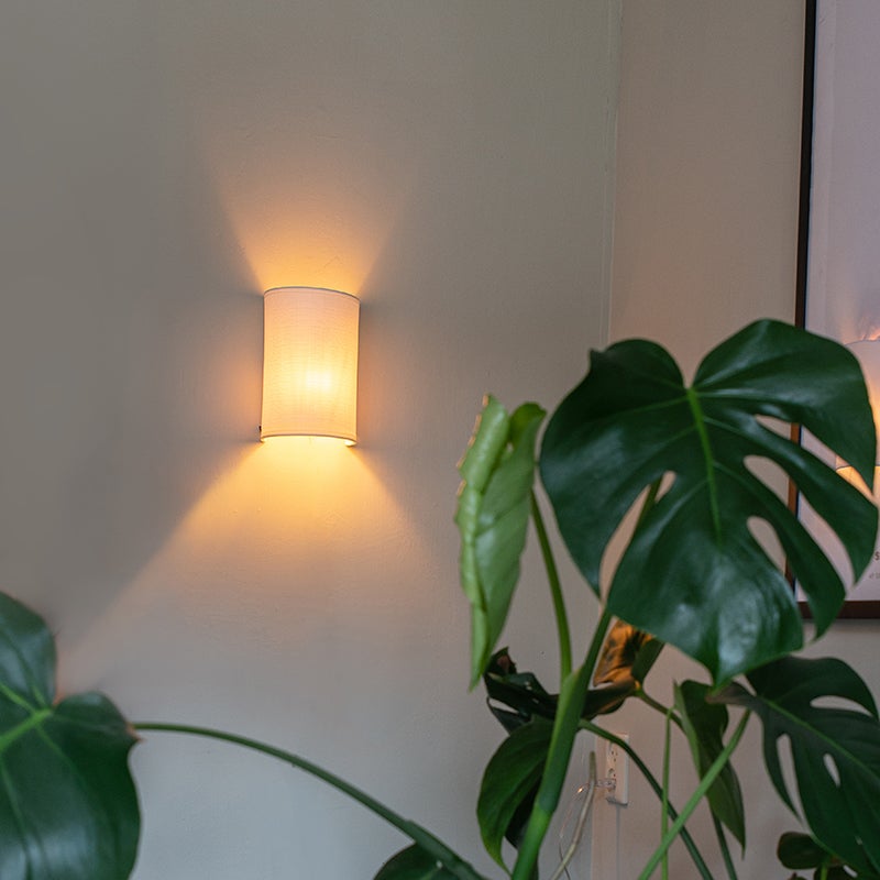 Nowoczesna lampa ścienna biała - Simple Drum Jute - 2