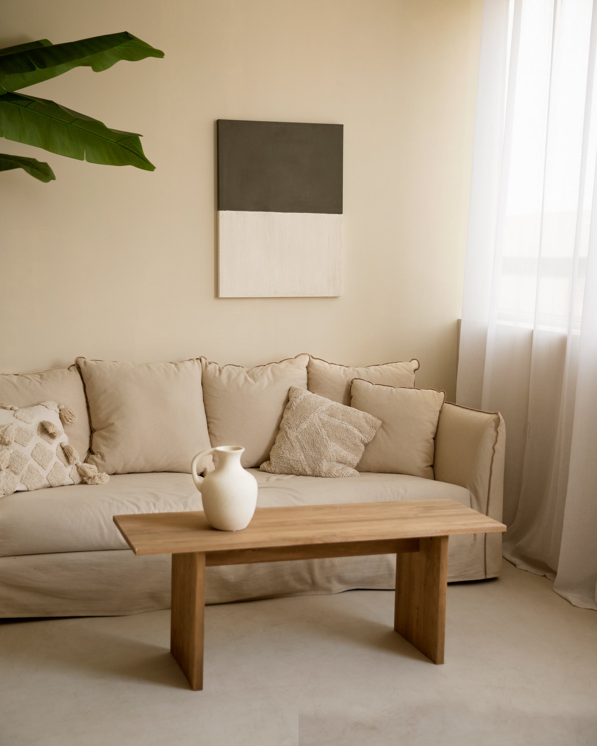 MARINA - Tableau décoratif sur toile de coton avec cadre en bois marron foncé peint à la main à la peinture à l'huile 80x60cm - DECOWOOD - 2