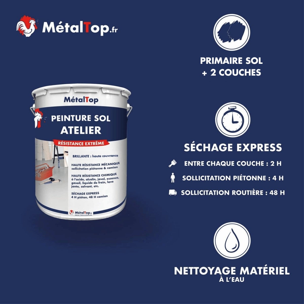 Peinture Sol Atelier - Brun orangé - RAL 8023 - 5 L - Métaltop - 4