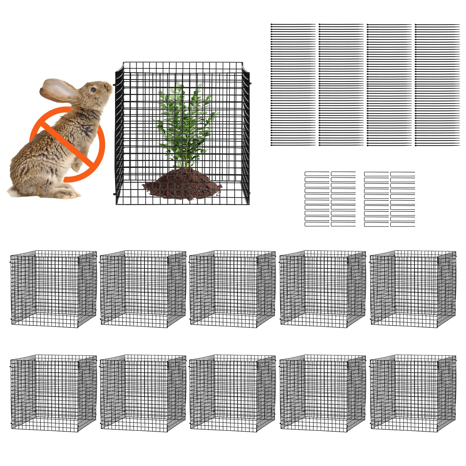 Lot 10 cages grillagées SucceBuy pour plantes 30,5 x 30,5 cm, clôtures extérieures pour plantes pour fleurs, légumes, garde les animaux à l'extérieur - 3