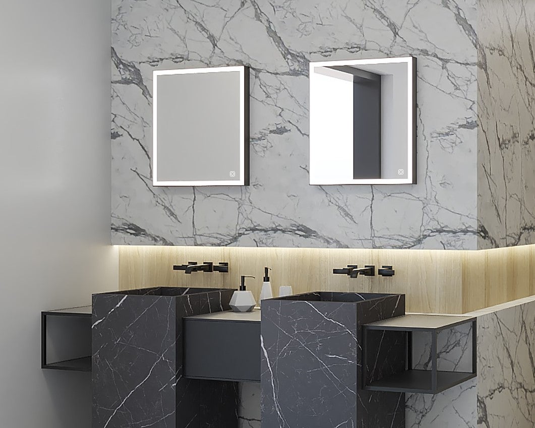 CLASSIC LINE lustro w czarnej ramie z oświetleniem LED 65 x 60 cm