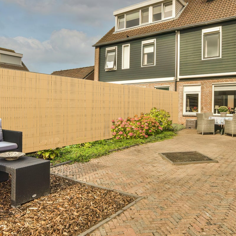 Recinzione in canne di PVC per giardino, balcone, frangivento, balcone o terrazza bifacciale, frangivista, bambù, 80 x 300 cm - 9