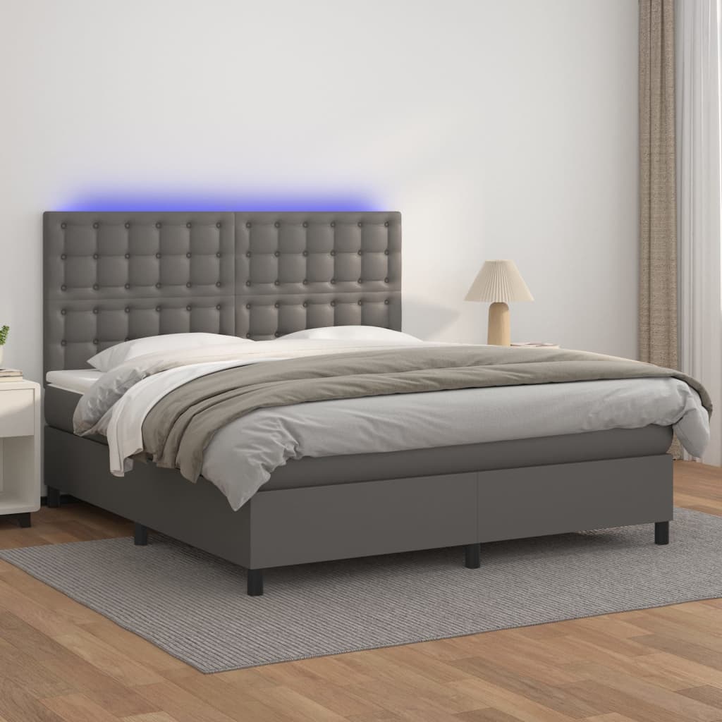 Lit Coffre 180x200 Cm Avec Sommier à Lattes Led Et Ports Usb - Tissu En Lin - Beige (sans Matelas