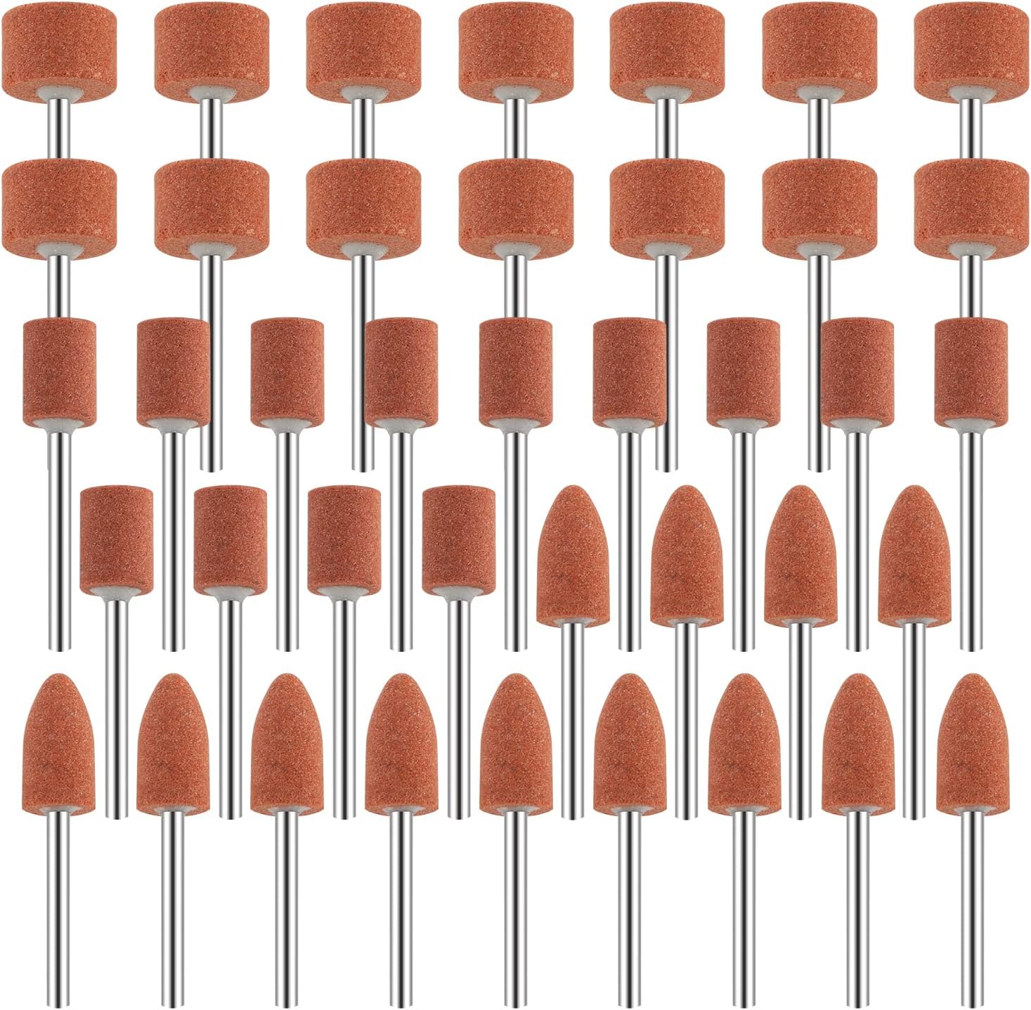 Lot De 10 Têtes De Meulage En Corindon Brun - Formes Variées Pour Outil Rotatif - 6