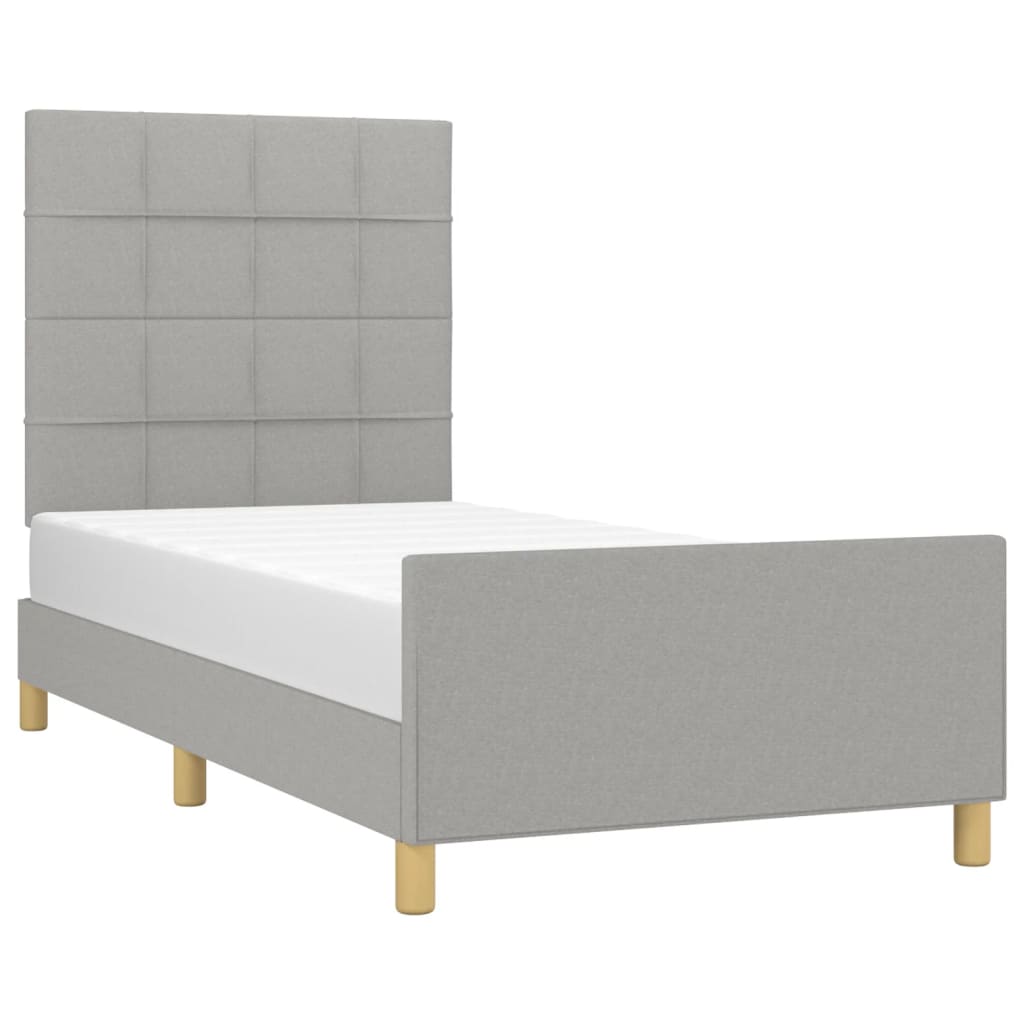 Cadre de lit sans matelas gris clair 100 x 200 cm tissu - 3