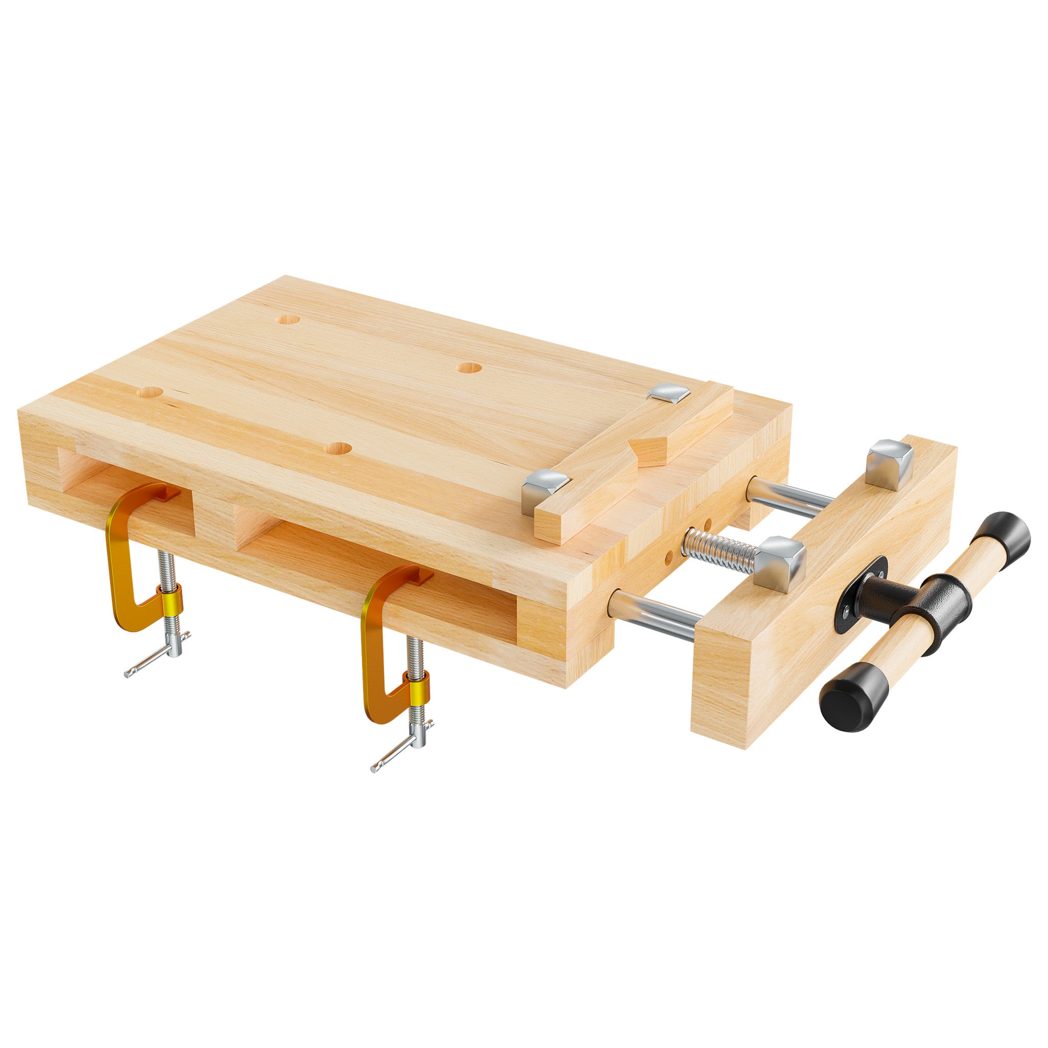 Établi hbm avec plateau en bois massif, réglable en hauteur, 152 cm