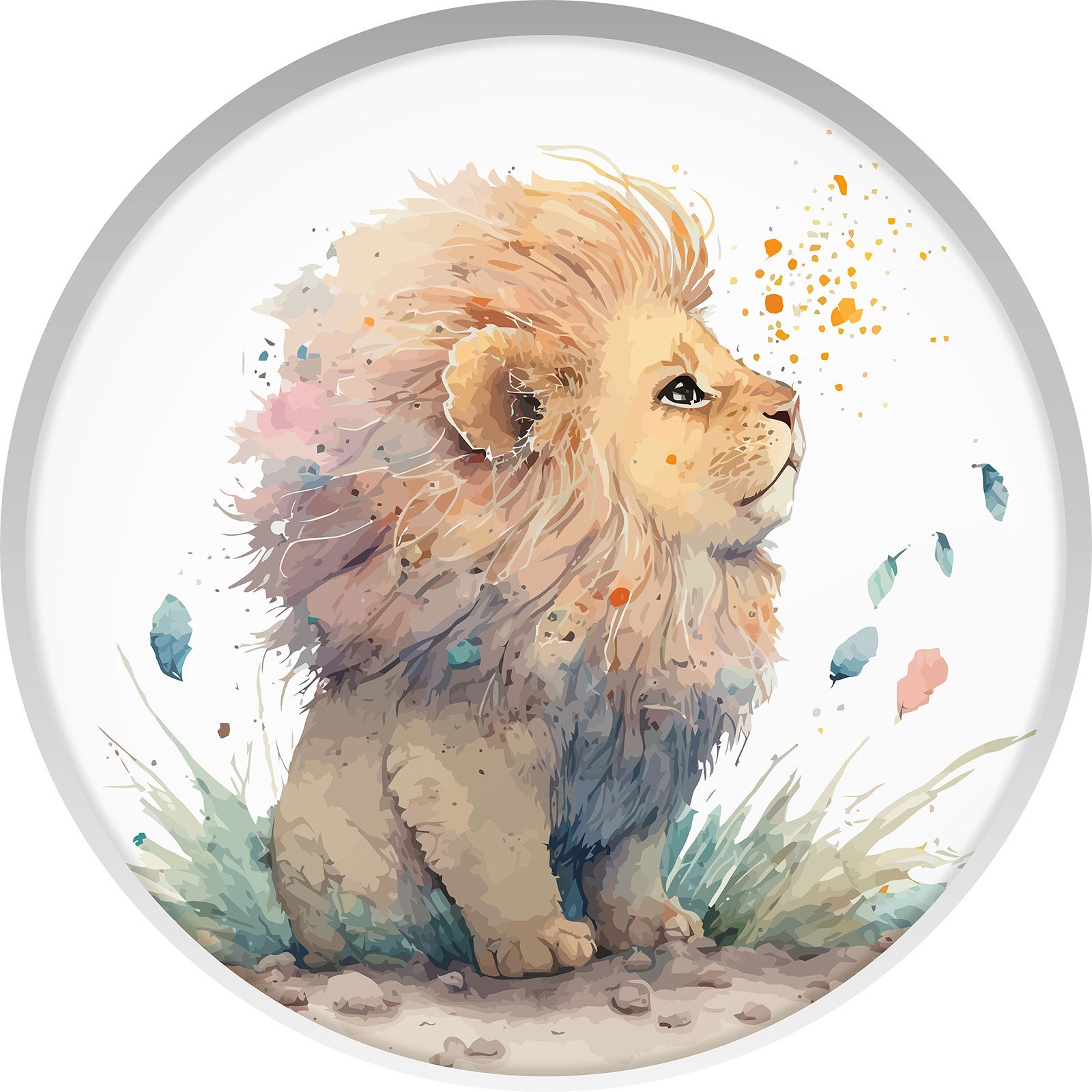 Stickers Trompe l'oeil Arche ronde Enfants - Lion - Diamètre 50 cm - 3
