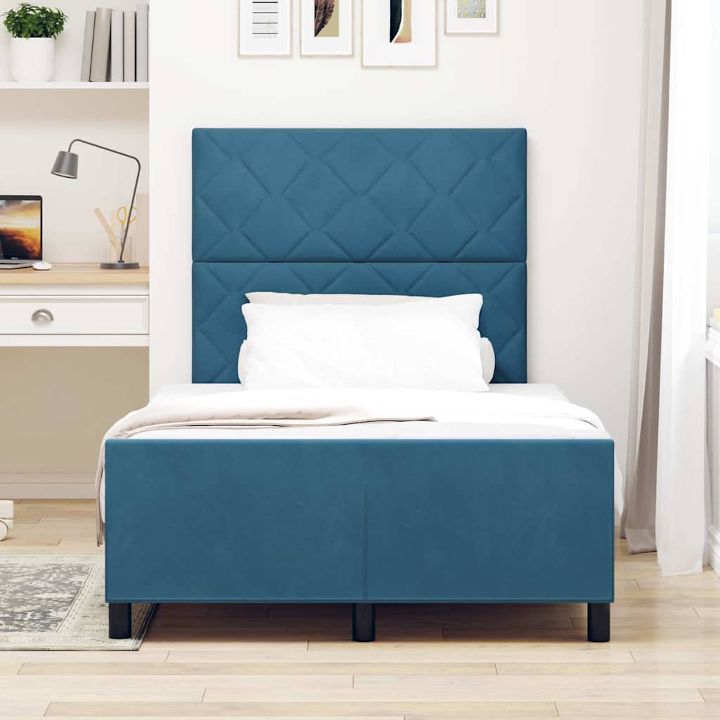 Cama tipo Box Spring Azul Oscuro 120 x 200 cm Terciopelo | Leroy Merlin