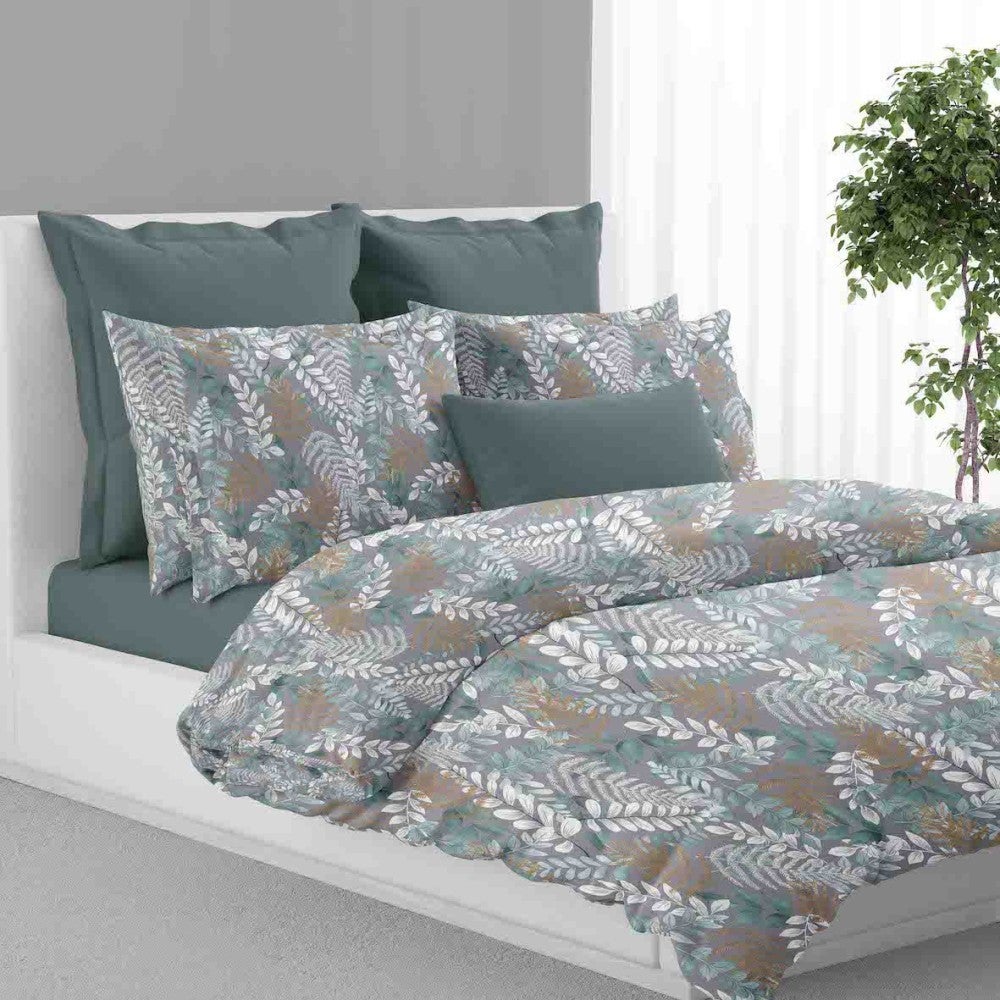 Tata Home Completo Lenzuola Invernale In Flanella Anti Pilling - Sogno Grigio - Piazza E Mezza - Made In Italy 100% Cotone Felpato - 2