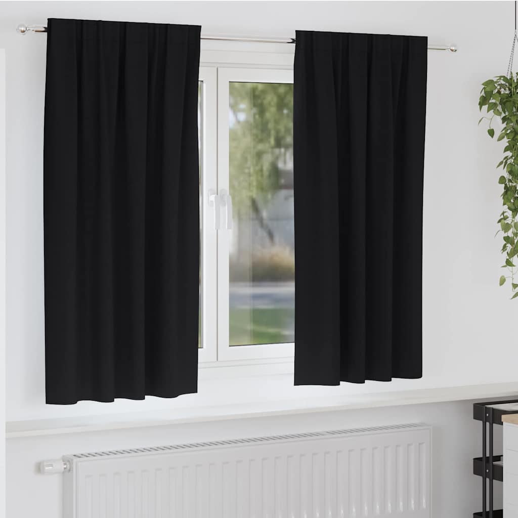 Firany blackout z kółkami 2 pcs Czarny 175 x 140 cm Poliester vidaXL