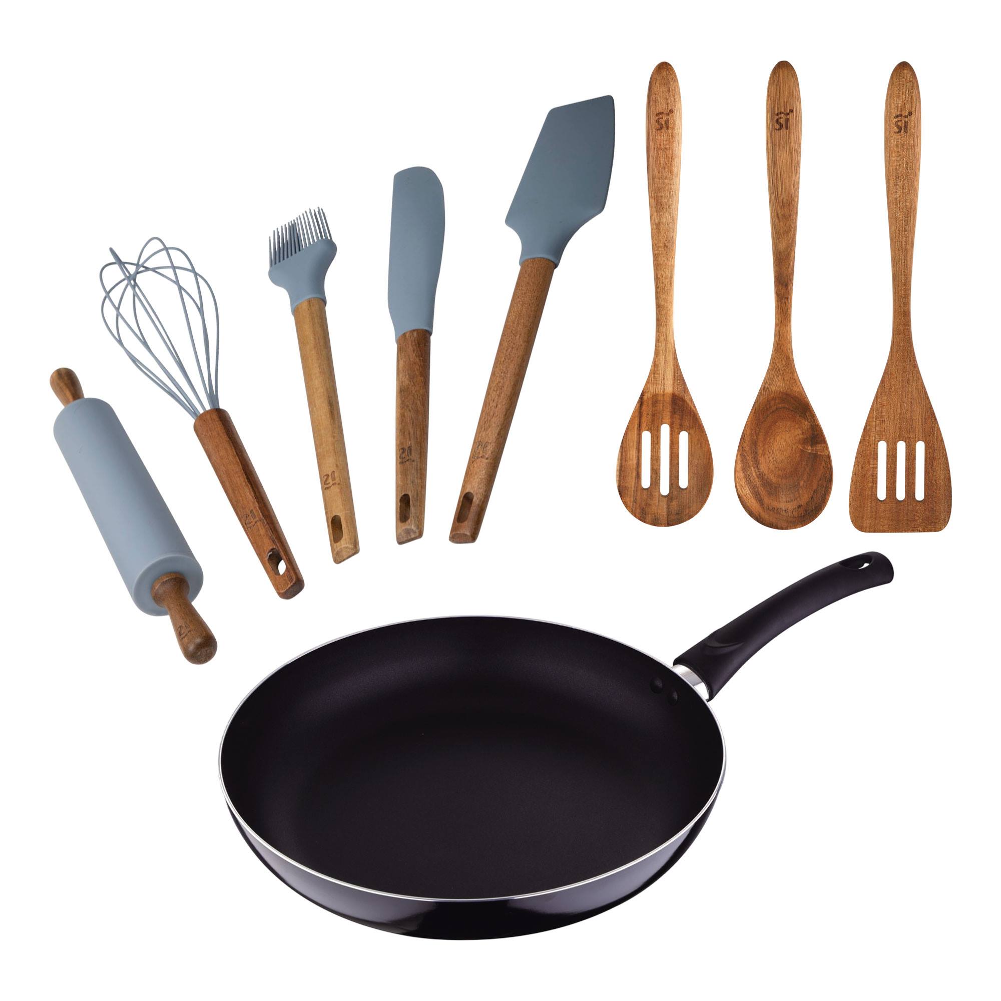 Set Di 5 Spatole E Cucchiai In Legno Di Faggio - Spurtle Per Pentole Antiaderenti - Regalo Da Cucina - 5