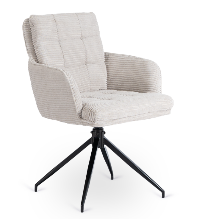 Krzesło Obrotowe Kubełkowe Tapicerowane Do Jadalni Sztruks Szary AKITA