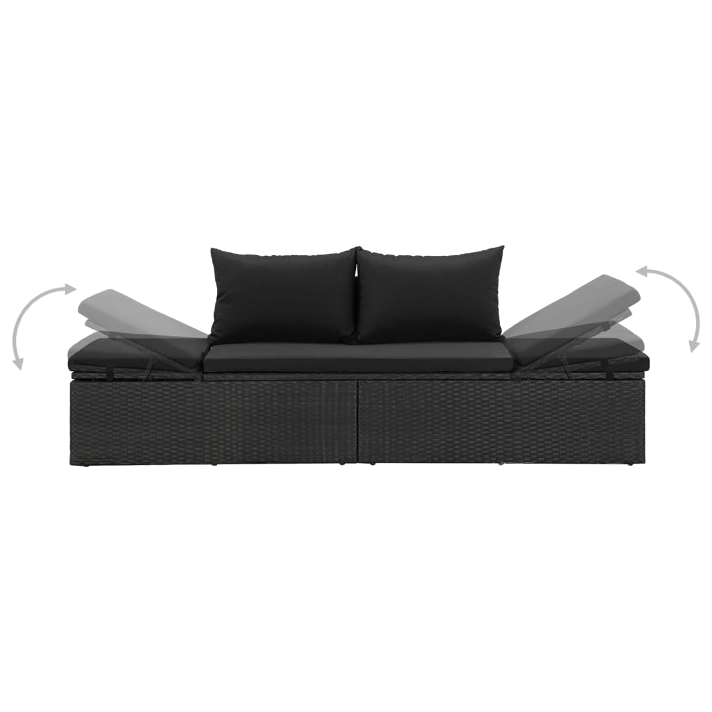 Maison Exclusive - Lettino Prendisole con Cuscini in Polyrattan Nero - 4