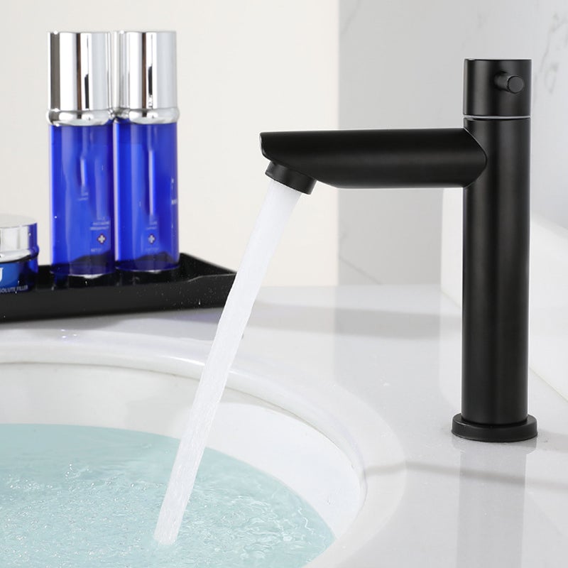 Jednouchwytowa bateria umywalkowa ze stali nierdzewnej SUS304 z aeratorem, tylko do zimnej wody, z ceramicznym wkładem i prostą wylewką