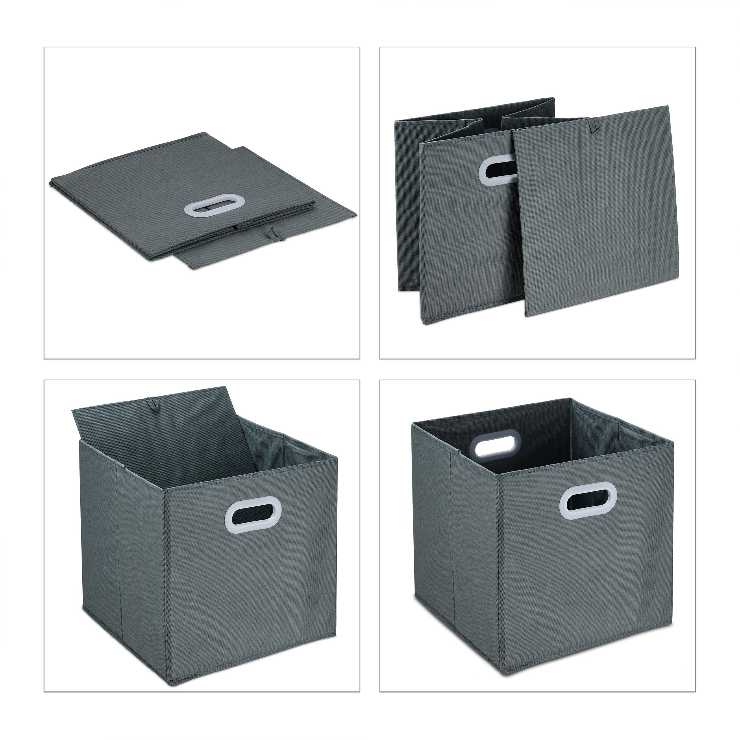 Boîtes Rangement Relaxdays - Lot De 4 - Pliables, Anthracite - 32x33x33 Cm - Pour Vêtements, Jouets, Accessoires