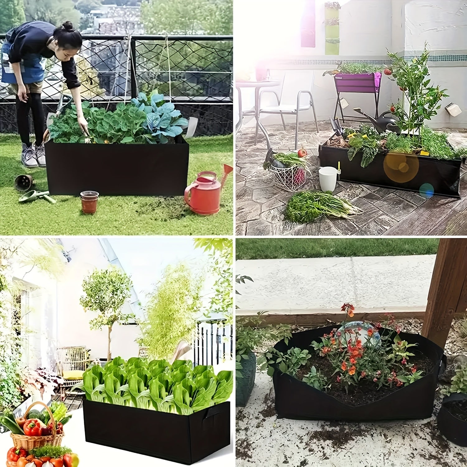 Lot de 6 sacs de plantation carrés pour pommes de terre, contrôle des racines, en tissu, outil de jardinage, pour balcon, maison, jardin - 9